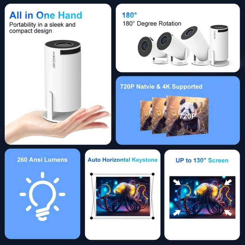 5G 4K Projector Smart HD LED Wifi Bluetooth HDMI USB Android Office Home Theater